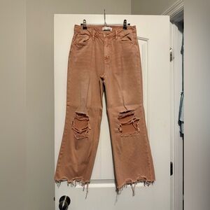 Vervet Trendy Distressed Wide Leg cropped Jeans